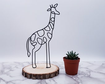 Sculpture en fil de girafe animal safari fil art décoration maison décor bureau statue cadeau bureau décor bureau accessoires métal art géométrique