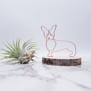 Wire sculpture of corgi, pet memorial, personalize, wire art, home decor, office decor, dog lovers, gift, desk decor, desk accessories image 2