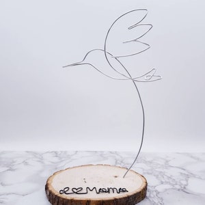 Wire sculpture of hummingbird, personalize, custom, bird, desk decor, office decor, wire art, garden decor, home decor, desk accessories image 7