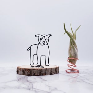 Wire sculpture of pitbull, pit bull, pet memorial, pet portrait, wire art, office decor, dog lovers, gift, desk decor, desk accessories image 5