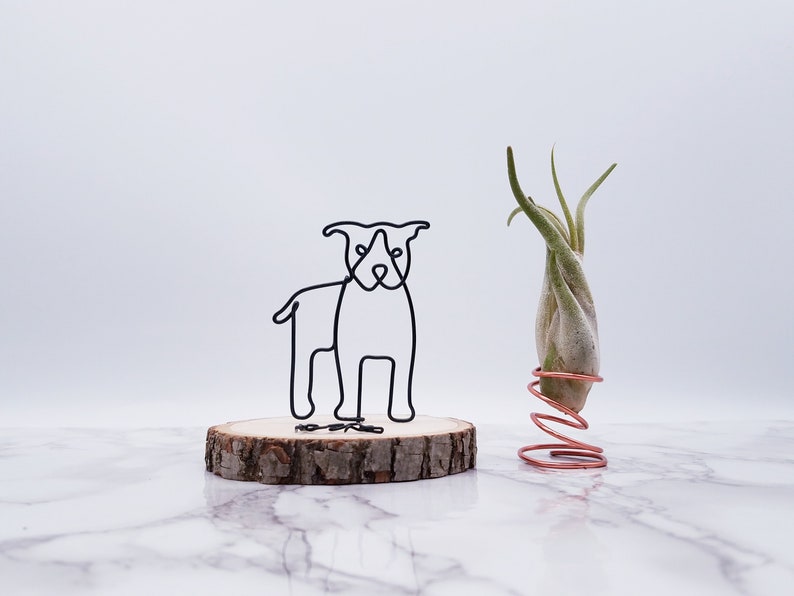 Wire sculpture of pitbull, pit bull, pet memorial, pet portrait, wire art, office decor, dog lovers, gift, desk decor, desk accessories image 5