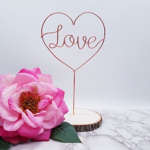 Love wire wedding cake topper, engagement cake topper, anniversary cake topper, heart cake topper
