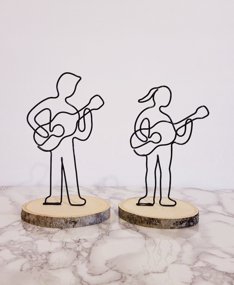 Wire sculpture of a male guitar player, personalize, custom, wire art, musician, office decor, home decor, desk accessories, unique gift image 5