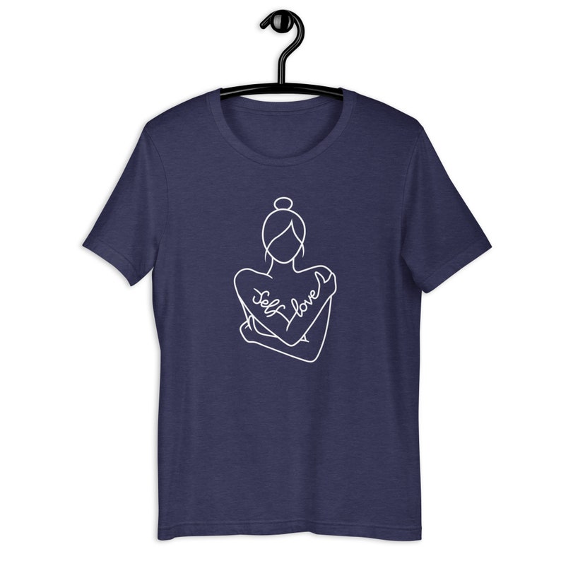 Self Love Unisex t-shirt Minimalist Hug Line Art Women Empowerment Inspirational Women Self Care Mental Health Tee Love Yourself