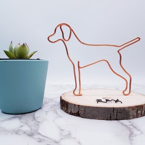Escultura de arame de Vizsla, personalize, personalizado, cachorro, arte em arame, decoração de escritório, memorial de animal de estimação, retrato de amantes de cães, acessórios de mesa