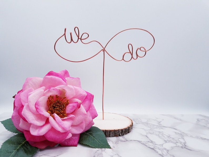 We doen draad bruidstaart topper, verjaardag taart topper, engagement cake topper, oneindig teken, infinity cake topper afbeelding 1