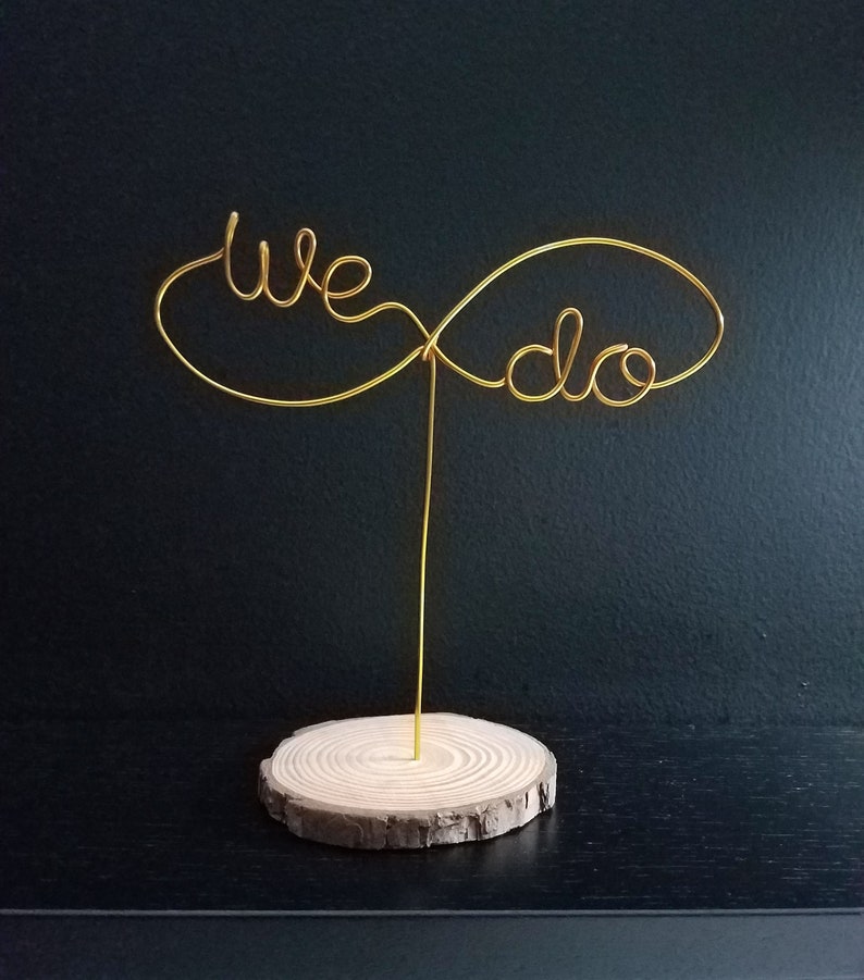 We doen draad bruidstaart topper, verjaardag taart topper, engagement cake topper, oneindig teken, infinity cake topper afbeelding 3