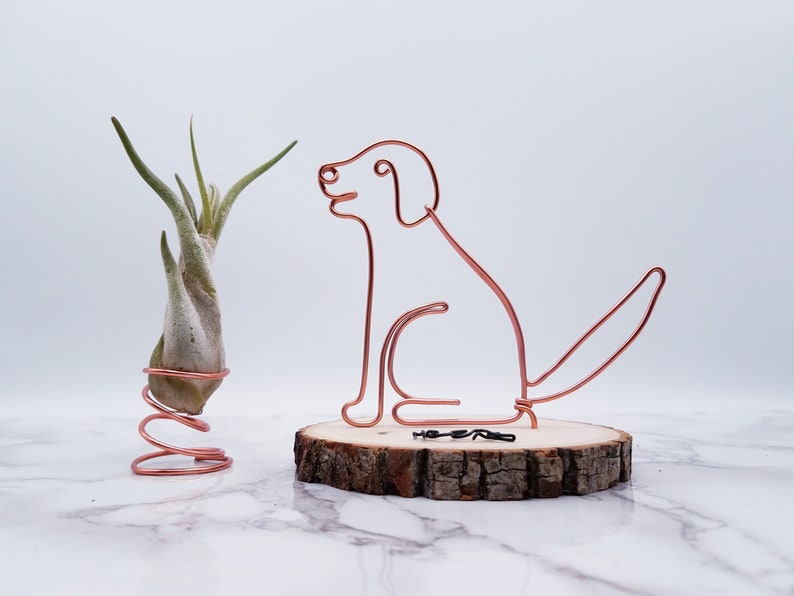 Wire sculpture of labrador retriever, golden retriever, personalize, custom, dog, wire art, office decor, dog lovers, desk accessories image 1