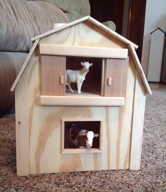Smaller Unpainted Toy Barn with Silo Etsy