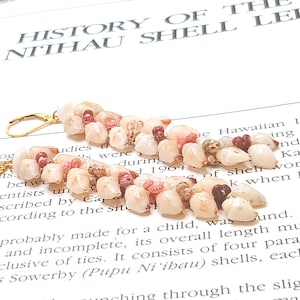 Nihau Shell Earrings, Rare Colors, Momi Shell Earrings, Kahelelani Shells, Heliconia Weave, Authentic Niihau Shells, Hawaiian Classic Style
