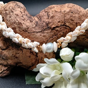 Hawaiian Wedding Choker, Niihua Shell Jewelry, Momi Shells n Tahitian Pearl, Romantic Hawaiian Style, Classic Hawaiian Jewelry, Silver Pearl