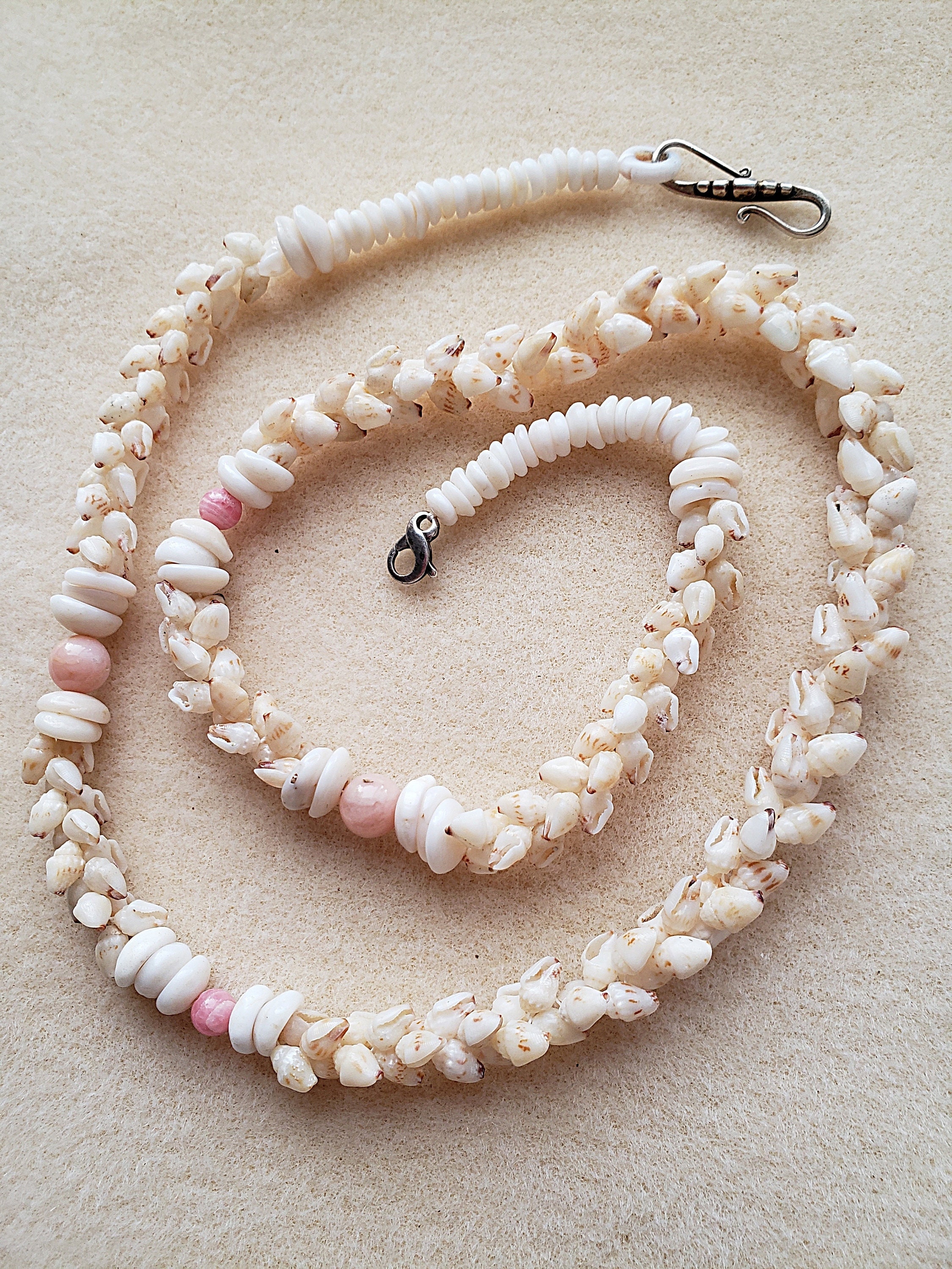 Niihau Shell Lei, Long 5-Strand Necklace w/ Shell Clasp 50