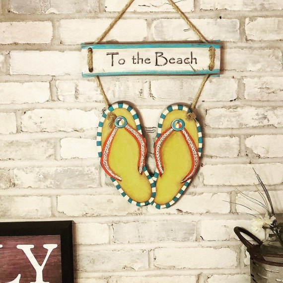 Flip Flop Decor Summer Decor Deck Decor Beach Decor Ocean Decor Door Hanging Beachball Decor Etsy