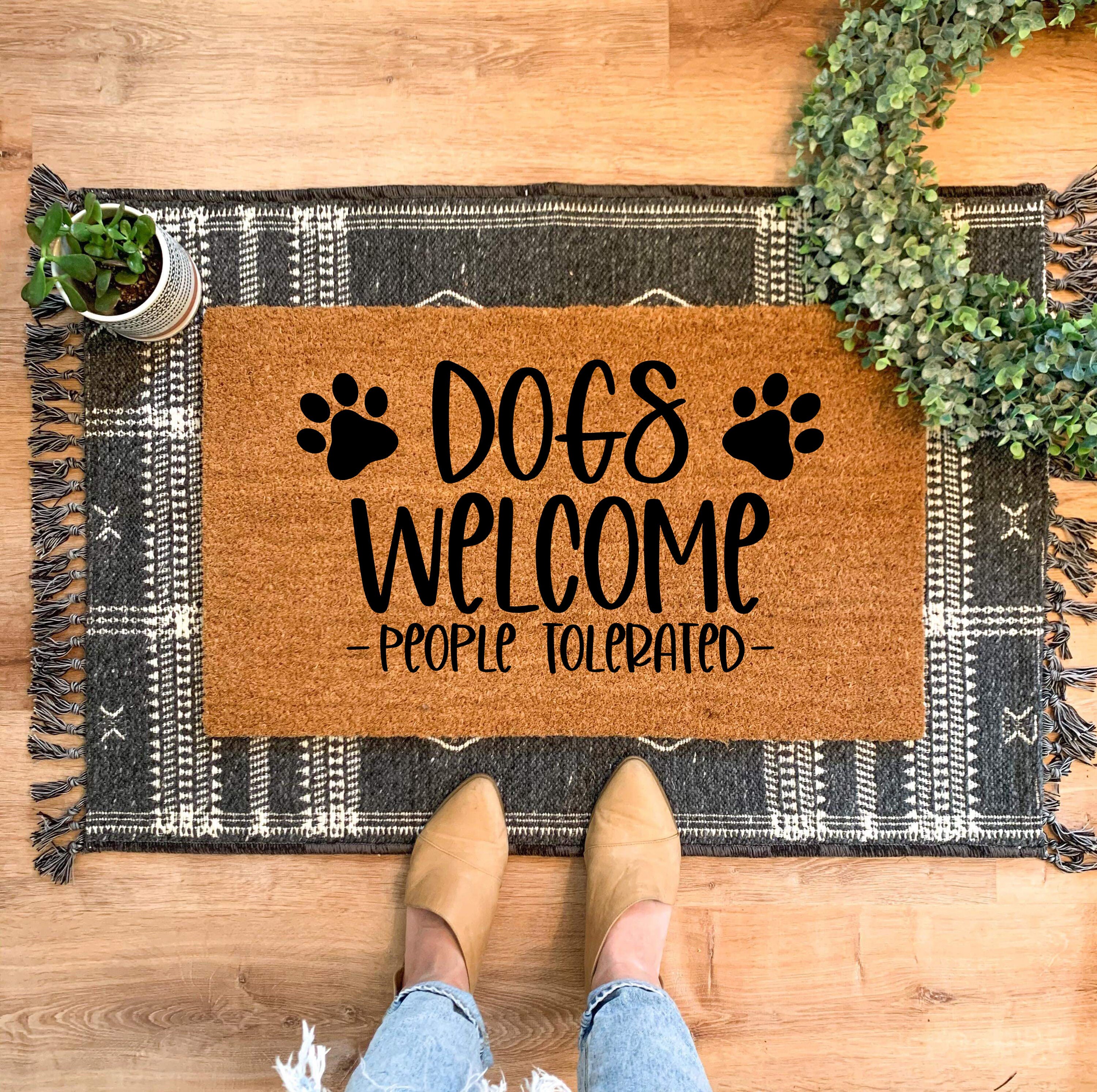 Mats Front Doormat Dogs People Tolerated Etsy