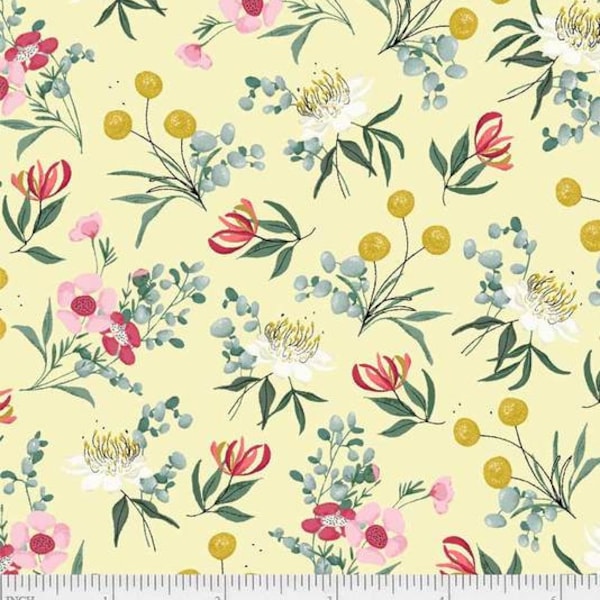 Aussie Friends Fabric - Yellow Flower - by Deane Beasley for P&B Textiles - AUFR 4372 Y