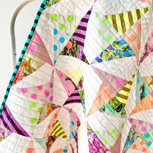 Confetti Quilt Kit using Tula True Colors Neon Fabrics and Everglow