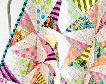 Confetti Quilt Kit using Tula True Colors Neon Fabrics and Everglow