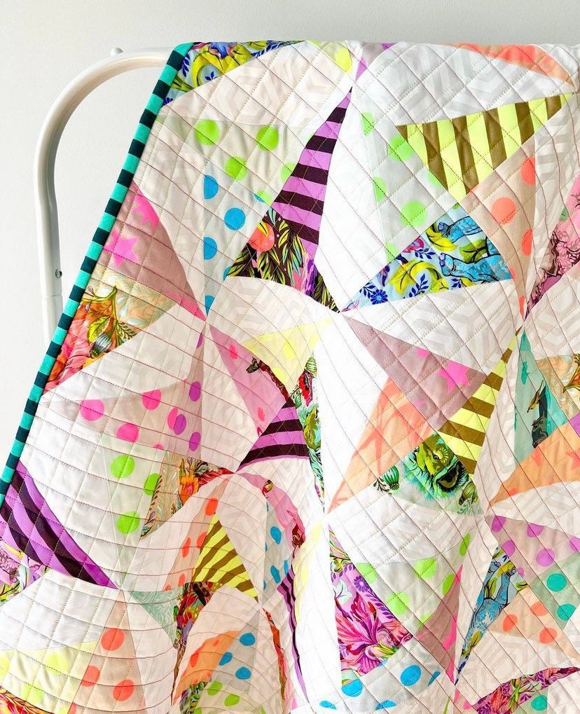 Confetti Quilt Kit using Tula True Colors Neon Fabrics and Everglow