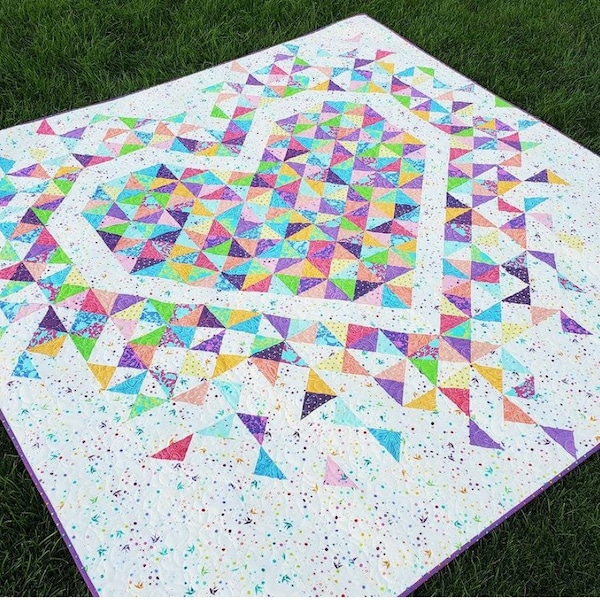 Exploding Heart Quilt Kit using Tula True Colors Fabrics