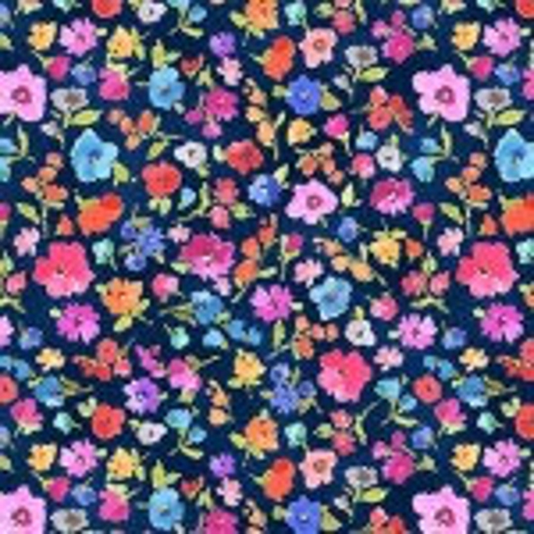 Colorful Cuttings Navy Fabric - in the Garden - Michael Miller Fabrics ...