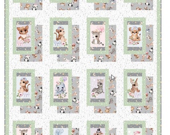 PREORDER - Shadow Play Quilt Kit - Animal Babies Fabric - Michael Miller