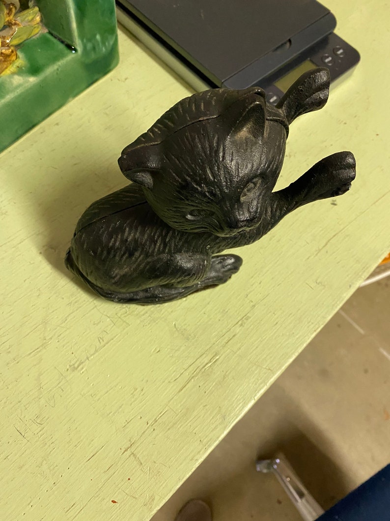 Cast Iron Black Cat Door Stop Etsy
