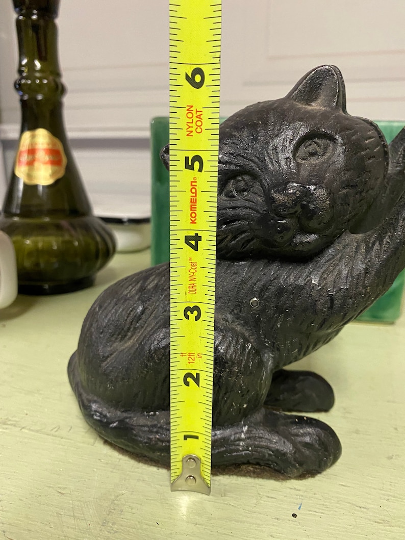 Cast Iron Black Cat Door Stop Etsy
