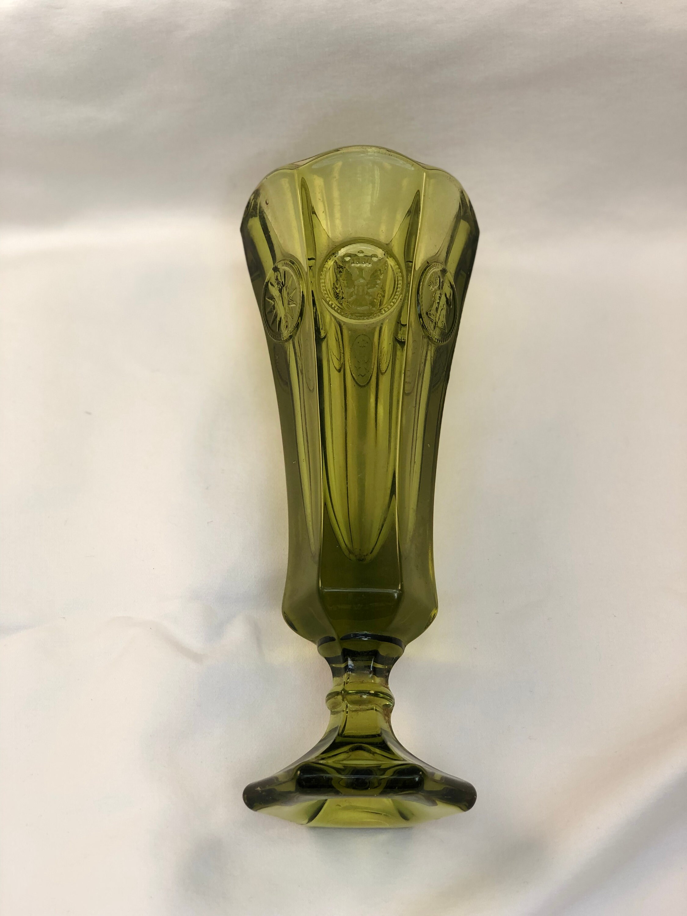 Fostoria Green Vase Coin Pattern Bud Vase Etsy UK