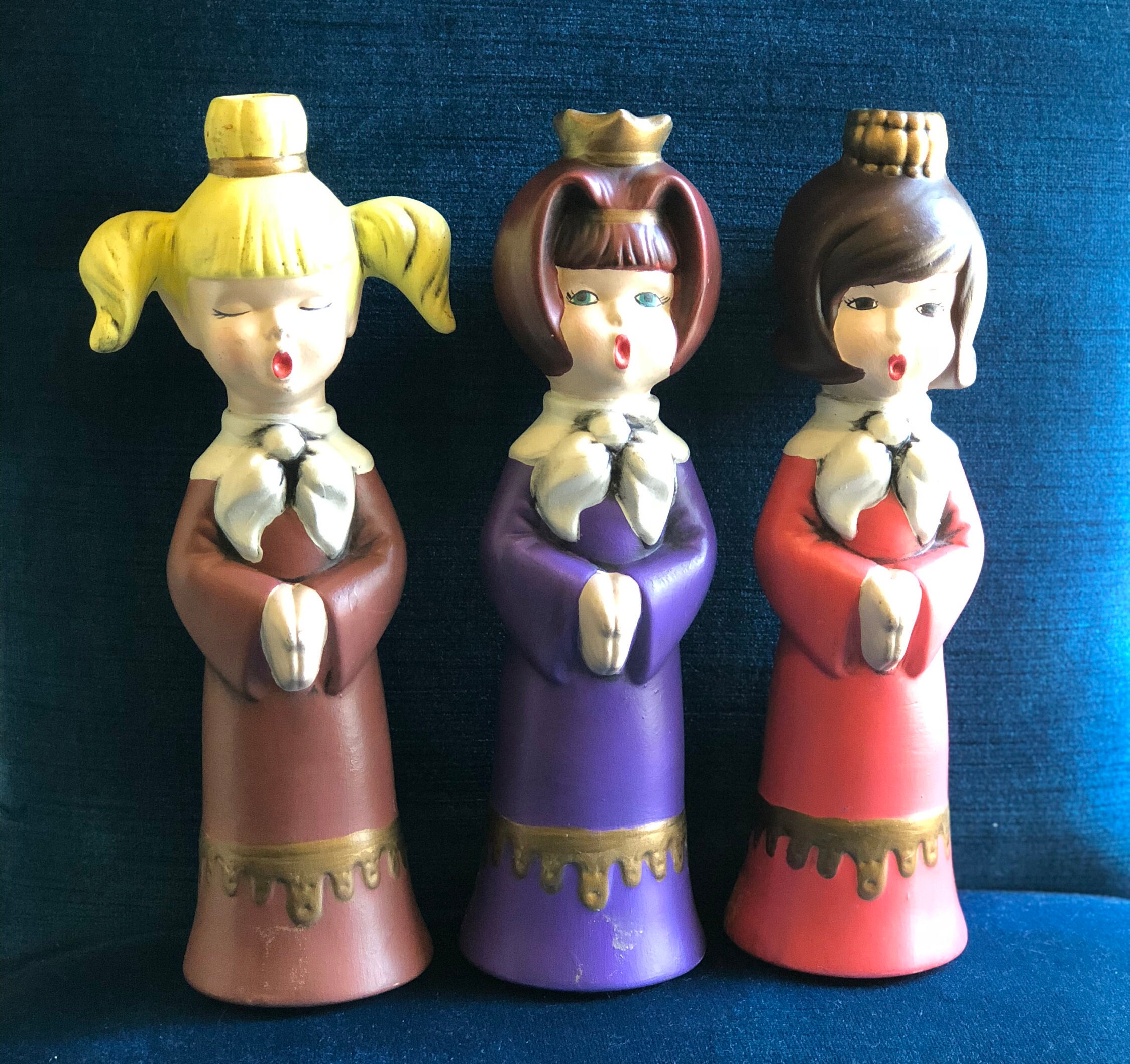 Trio of Ceramic Choir Girl Candle Holders Figurines 1960s Etsy