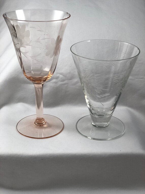 Vintage Etched Glassware Etsy