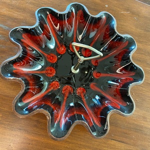 Black and Red glazed vintage serving dish