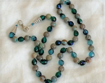 Blue Jasper and crystal necklace