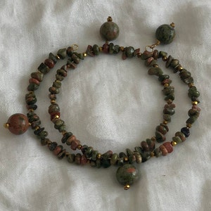 Unakite memory wire bracelet image 2