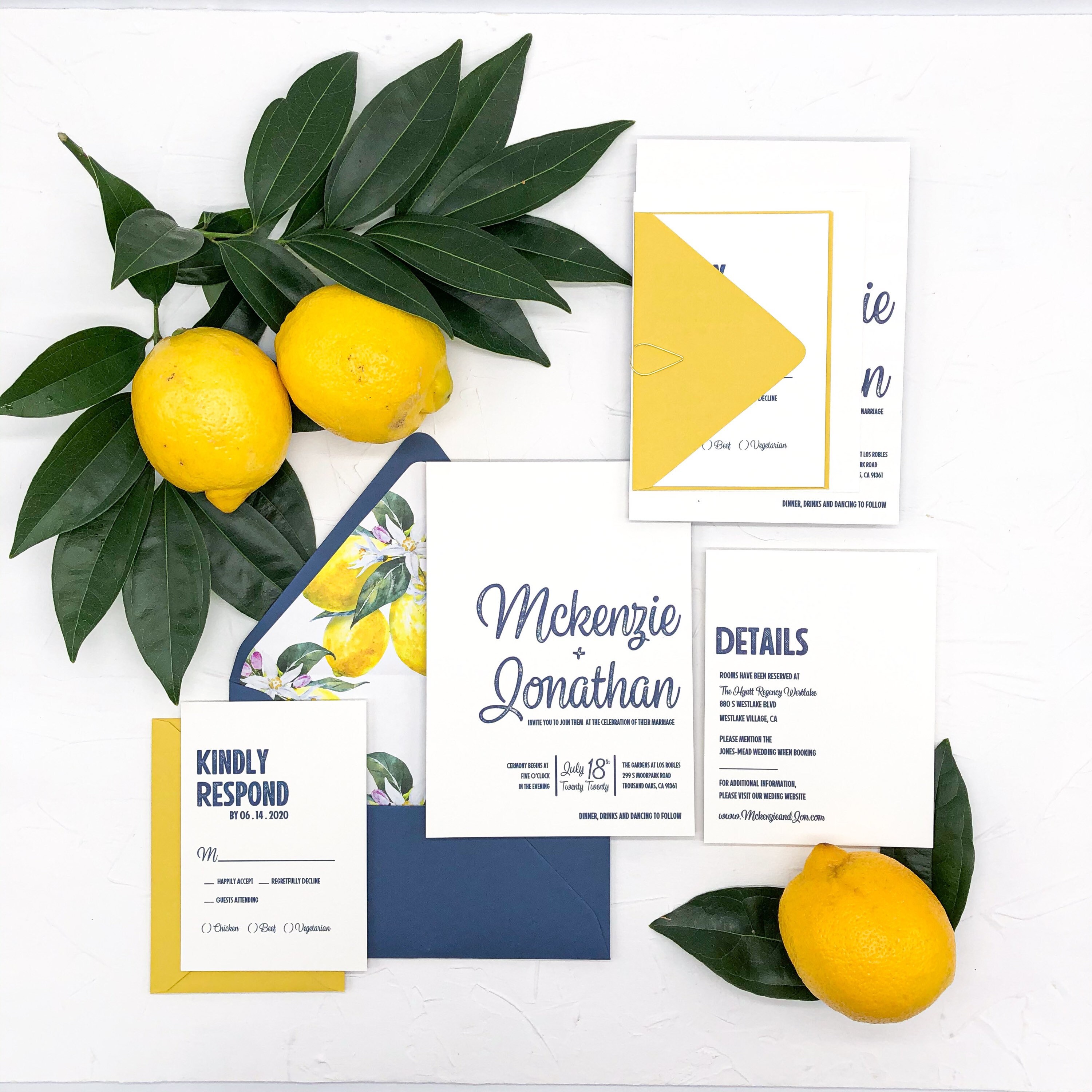 Lemon Citrus Invitation Suite set of 25 Typography Wedding Etsy