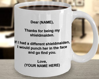 Shield Maiden Mug, Anniversary Gift From Viking Boyfriend Husband, Personalized Shieldmaiden Daughter Gifts, For Viking Families Or Couples