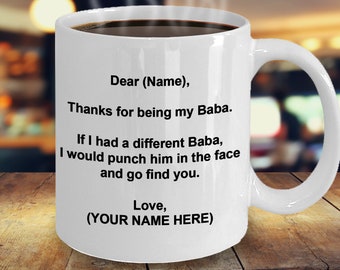 Baba Gift, Baba Mug, Dear Baba, Customized Baba Mug, Personalized Baba Gifts, Gift For Baba, Funny Baba Gifts, Baba Birthday Gifts