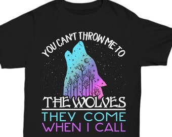 Wolf-t-Shirt, Wolf Unisex Erwachsene Kleidung, man kann nicht werfen mich Wölfe Shirt, Wolf-Mond-Stern-Shirt, Wolf Kunst bunt T-Shirt