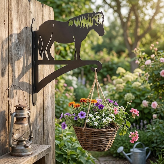 Islandpferd Metall Blumenampel Halterung, Reiter Garten Dekor, Pferde Liebhaber Geschenk, strapazierfähiger Pflanzenhalter
