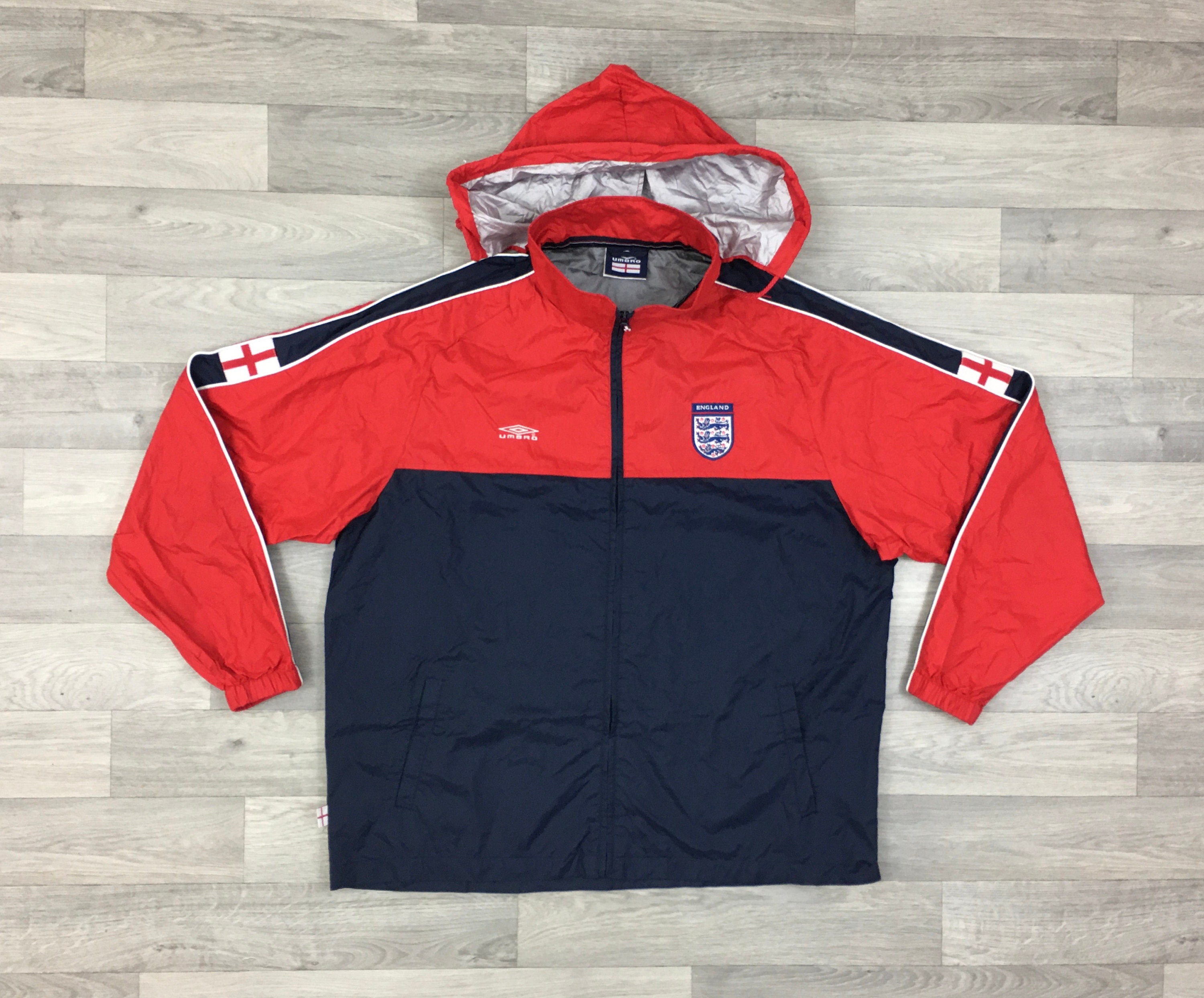Vintage Umbro England Football Jacket Top Raincoat Mens XL Red | Etsy