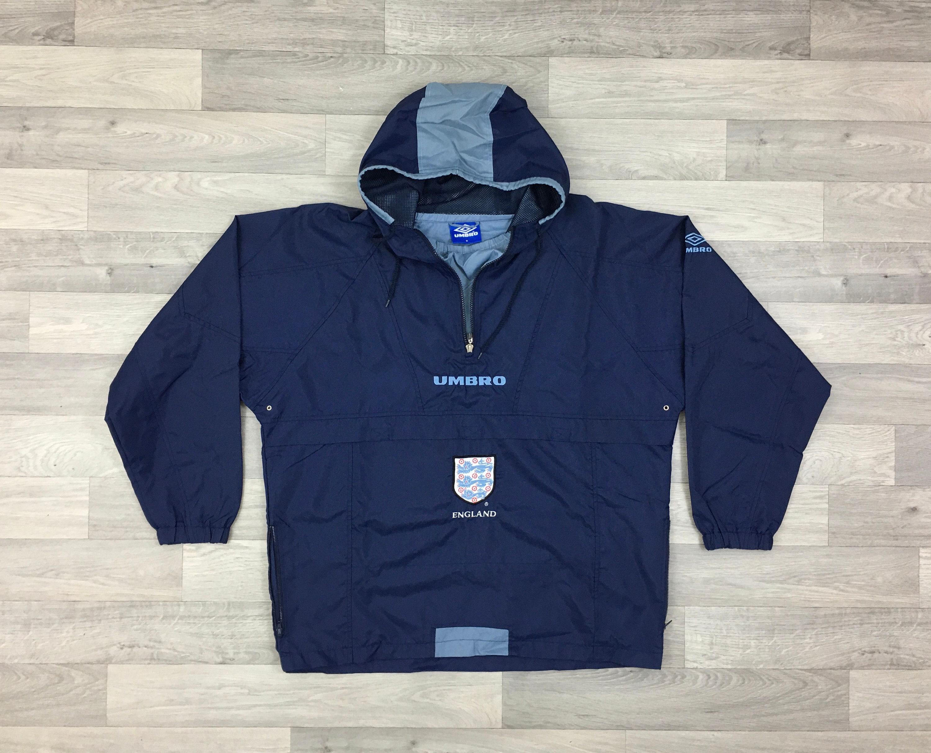 Vintage 90s Umbro England Football Jacket Anorak Raincoat Mens Etsy