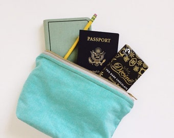 Maximalist Simple Light Blue Travel/Makeup/Pencil Pouch