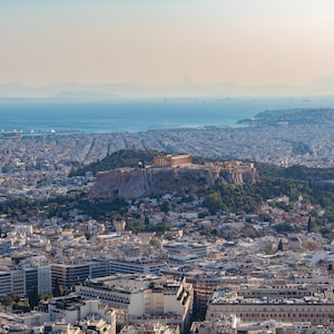 Griechenland Akropolis Athen Lykabettus Hügel Blick