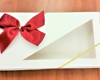 STRETCH LOOP + Red BOW premade handmade birthday mother holiday food treat chocolate candy cookie corporate gift box elastic packaging favor