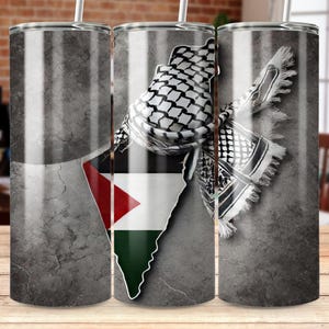 Envoltura digital para vasos con mapa palestino koffiyeh, descarga instantánea, diseño de bandera palestina PNG para vasos de sublimación, bufanda Hatta