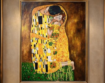 グスタフ・クリムト作「接吻」絵画複製、クリムト壁掛けアート