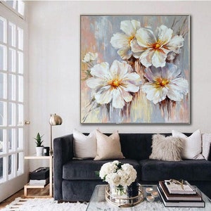 Abstract Flower Original Painting Extra Large Wall Art Luxury - Etsy