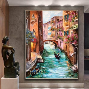 Venice Italy Painting Original Canvas Art Gondola Boat - Etsy