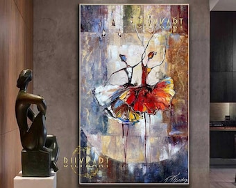 Large Ballerina Painting Ballet Wall Decor Dancing Painting Girly Wall Art Ballerinas Oil Painting Dance Studio Decor Big Abstract Painting