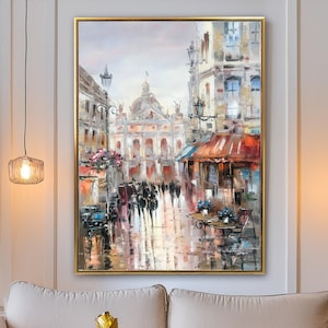 Europe Painting Original Old City Art City Scape Painting Europe Wall Art Budapest Painting on Canvas European Street Scene Painting