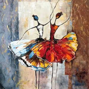 Abstract Ballerina Painting Original Ballerina Wall Art Dancing Girl Oil Painting Ballet Themed Art for Kids Room Large Ballerina Painting